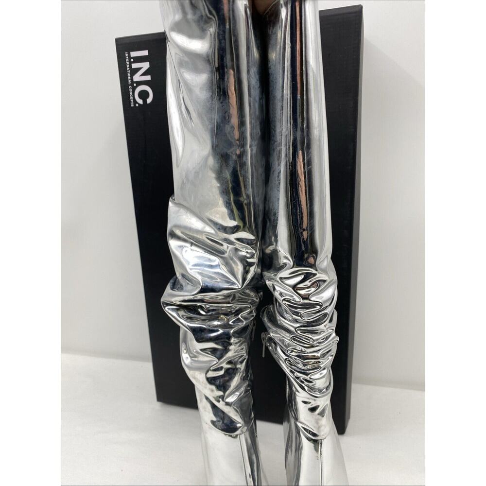 INC INTL Concepts Wmn Iyonna Slouch Heeled Boot Sz US 6 Silver Patent - Picture 6 of 12